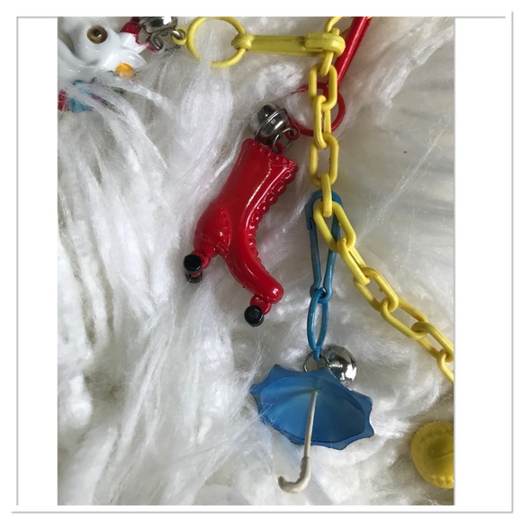 Vintage 1980’s Plastic Bell Charm Necklace Coke Bottle Unicorn Multicolour - Picture 10 of 10